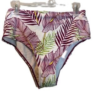 Bikini bottom  high rise leaf print new no tag